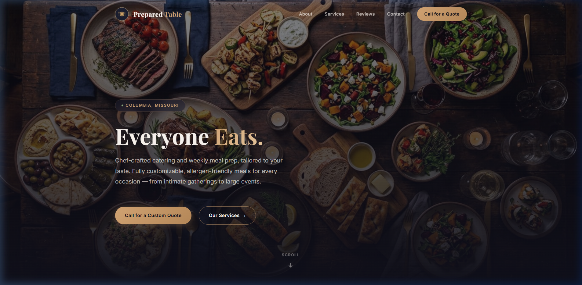 Prepared Table website screenshot